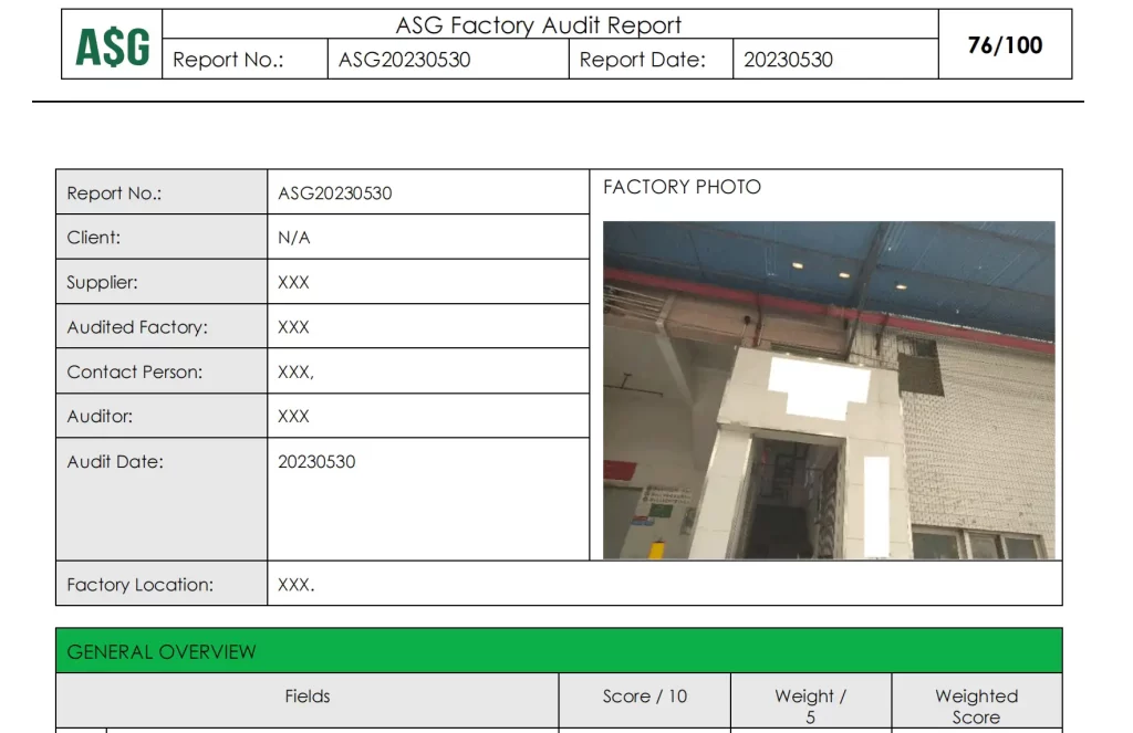 Solicite um relatório de auditoria de fábrica na China