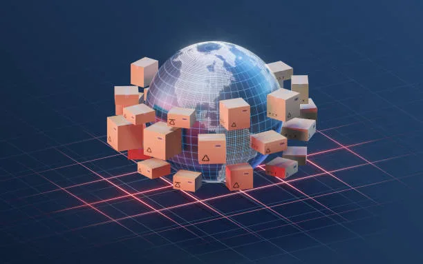 Dass, Erde, Und, Ware, Logistics,, 3d, Rendering., Computer, Digital, Drawing.