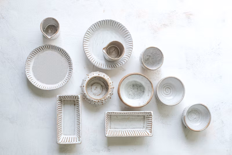 A series of white ceramic products